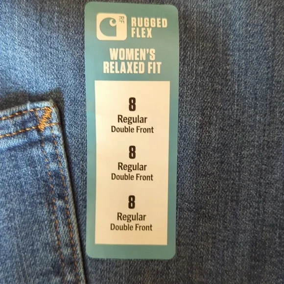 New!! Carhartt Rugged Flex Relaxed Fit Jeans 8 Regular Double Front - Picture 4 of 7